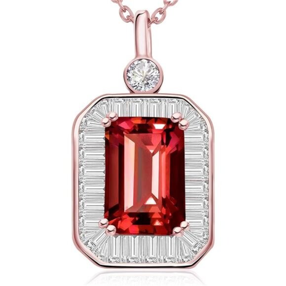 14K Rose Gold, Square Jewel Necklace
